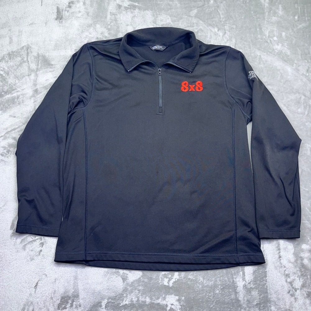 The North Face Mens Tech XL Pullover 1/4 Zip Long Sleeve Black 8x8 Logo Outdoor
